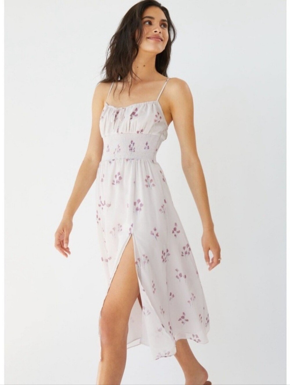 Wilfred Genoa Dress Bone/Plum floral colorway Size L